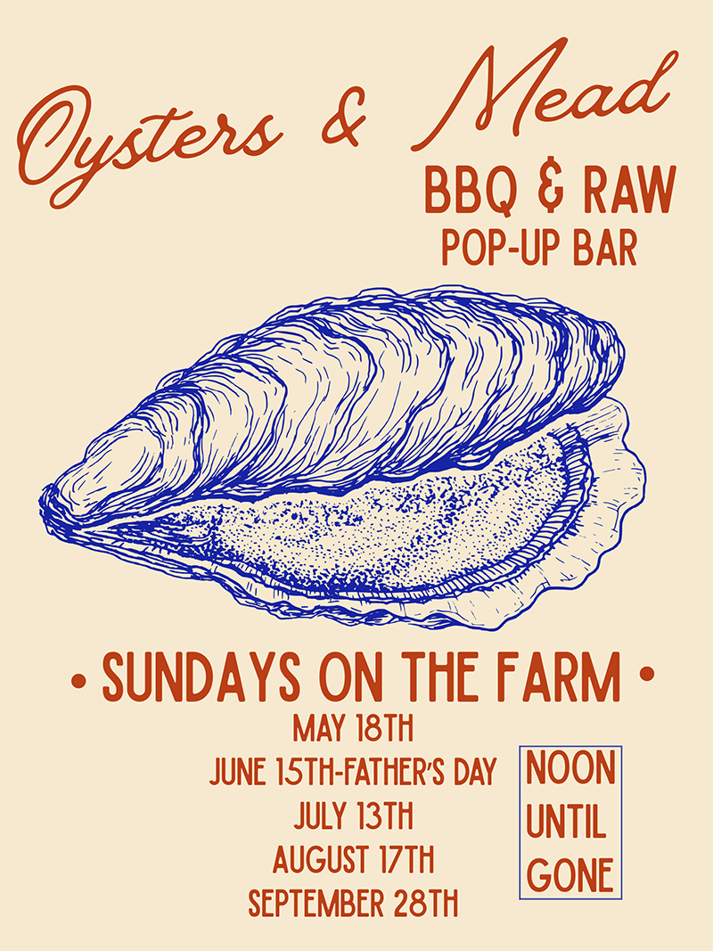 Oytser Sunday pop up. May 18th, June 15th, July 14th